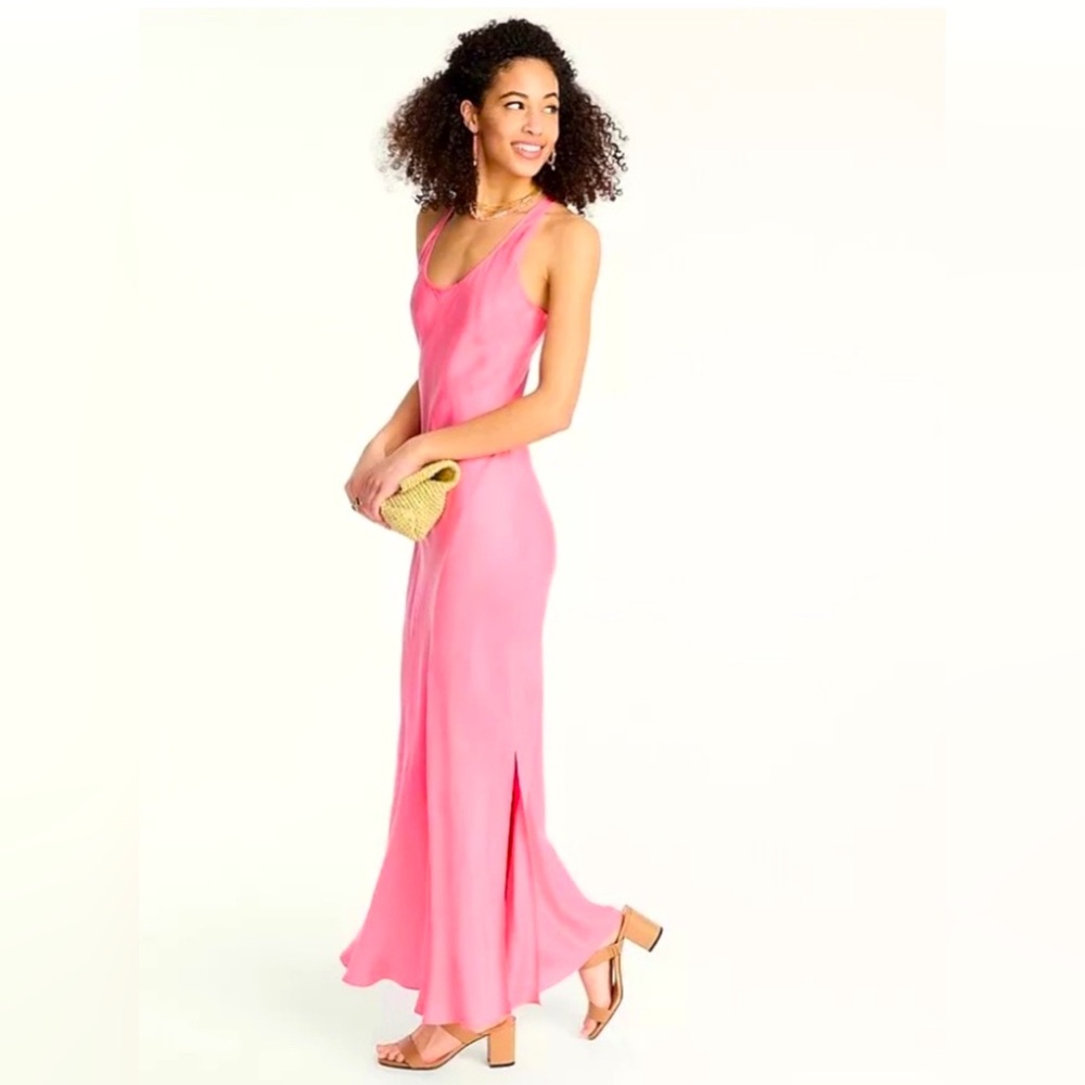 J Crew Alicia Pink Cupro Racerback Maxi Dress - 12